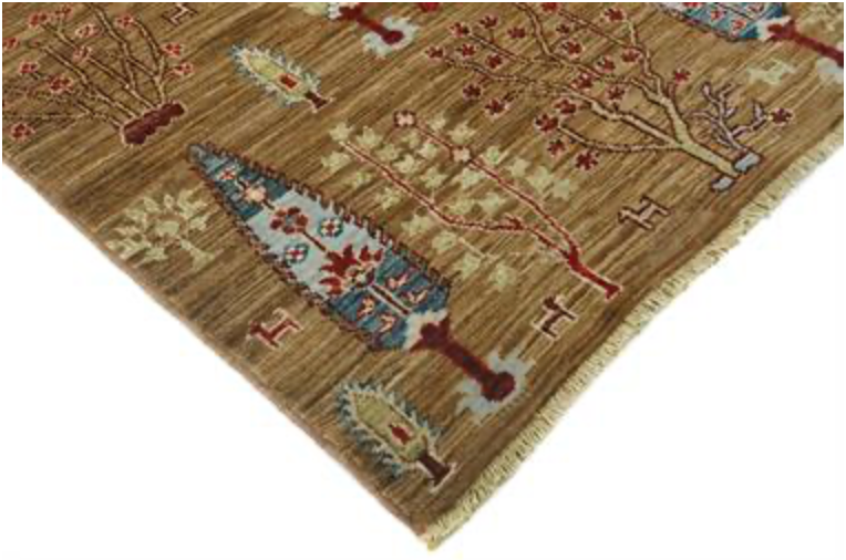 Nomad Collection - Gabbeh - 2' 05" x 11' 00" Runner - Brown With Trees - Hand Knotted Wool Runner