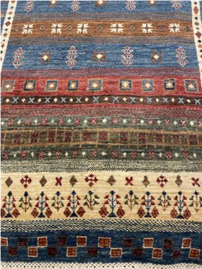 Nomad Collection - Gabbeh - 3' 11" x 5' 09" - Red Multicolor - Nomad Tribal Style - Hand Knotted Wool Rug