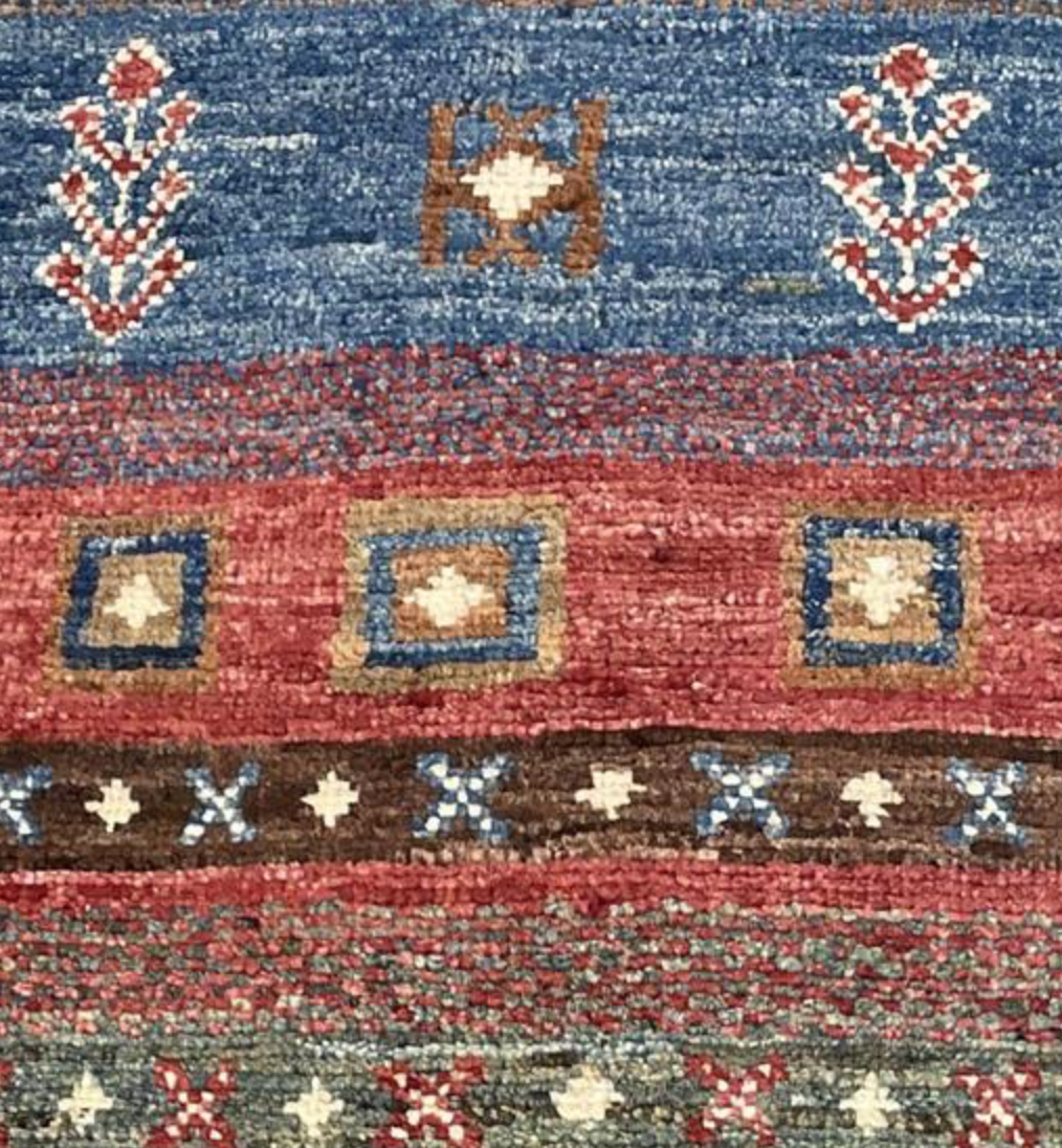 Nomad Collection - Gabbeh - 3' 11" x 5' 09" - Red Multicolor - Nomad Tribal Style - Hand Knotted Wool Rug