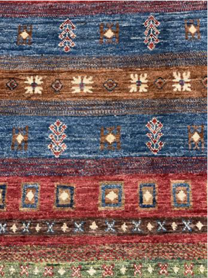 Nomad Collection - Gabbeh - 3' 11" x 5' 09" - Red Multicolor - Nomad Tribal Style - Hand Knotted Wool Rug