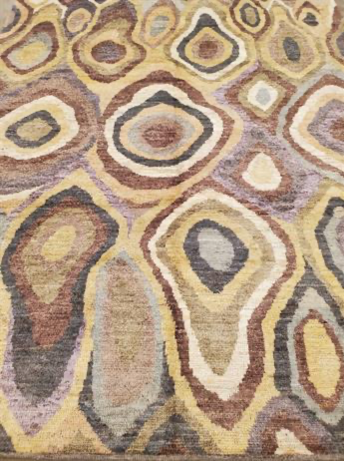 Marrakesh Collection - 7' 11" x 10' - Brown Modern Contemporary - Hand Knotted Wool Area Rug