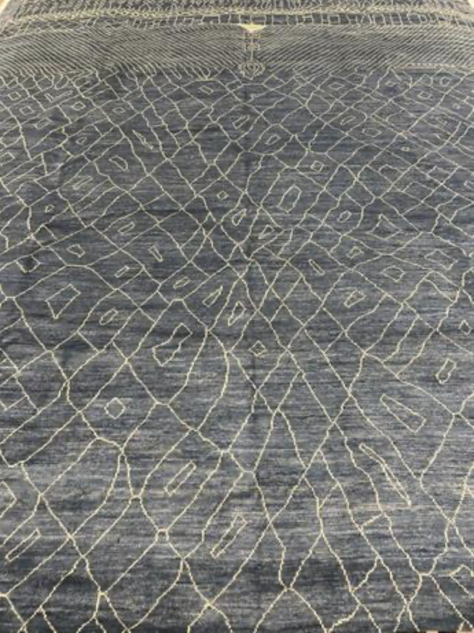 Marrakesh Collection - 4'x6' - 6'x9' & 10'x14' - Blue Moroccan Tribal Style - Hand Knotted Wool Area Rug