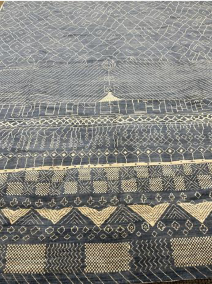 Marrakesh Collection - 4'x6' - 6'x9' & 10'x14' - Blue Moroccan Tribal Style - Hand Knotted Wool Area Rug