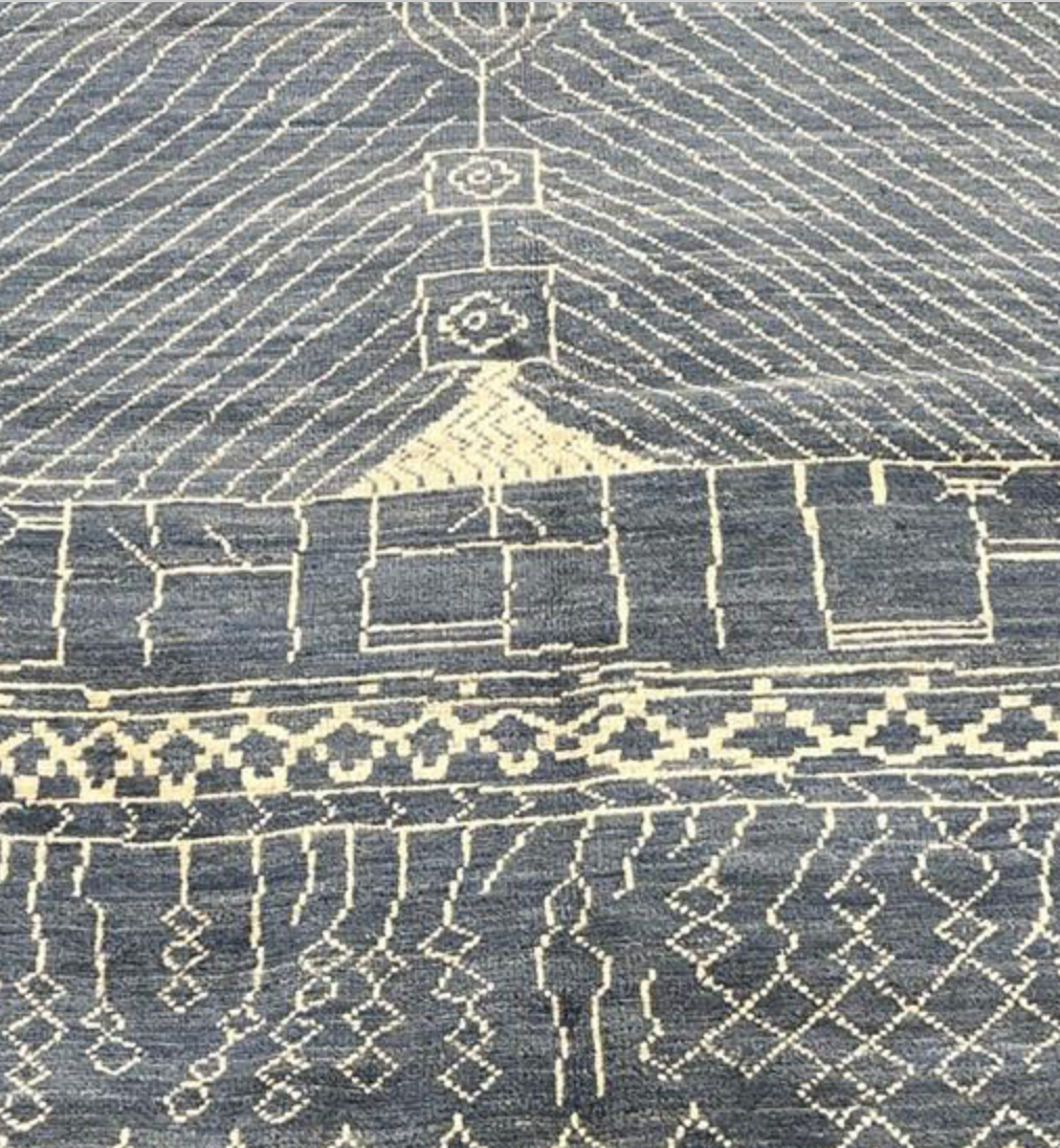 Marrakesh Collection - 4'x6' - 6'x9' & 10'x14' - Blue Moroccan Tribal Style - Hand Knotted Wool Area Rug