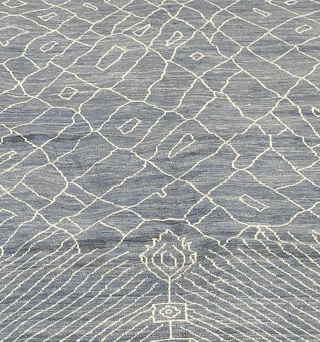 Marrakesh Collection - 4'x6' - 6'x9' & 10'x14' - Blue Moroccan Tribal Style - Hand Knotted Wool Area Rug