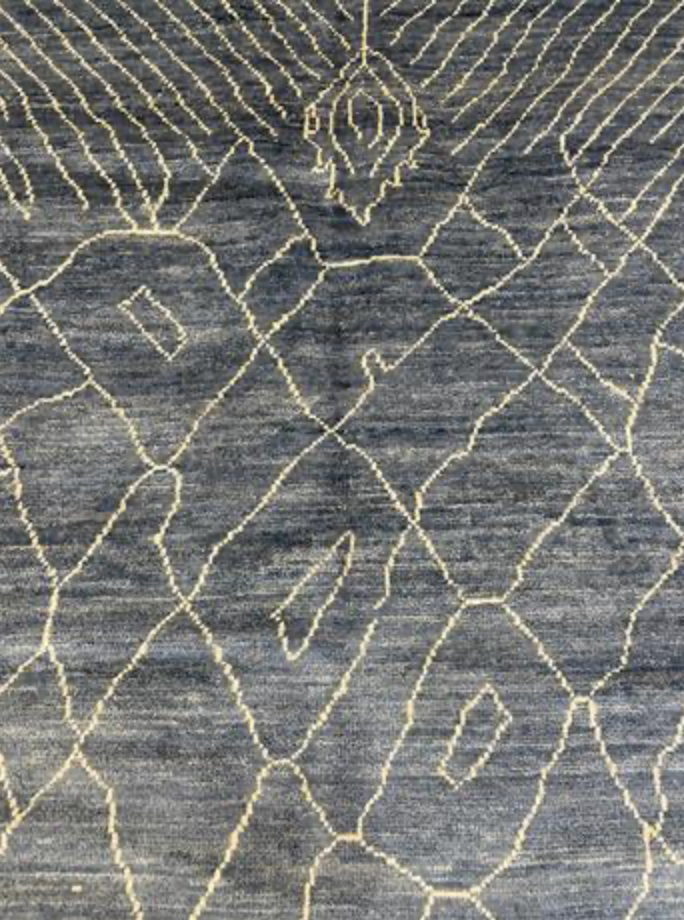 Marrakesh Collection - 4'x6' - 6'x9' & 10'x14' - Blue Moroccan Tribal Style - Hand Knotted Wool Area Rug