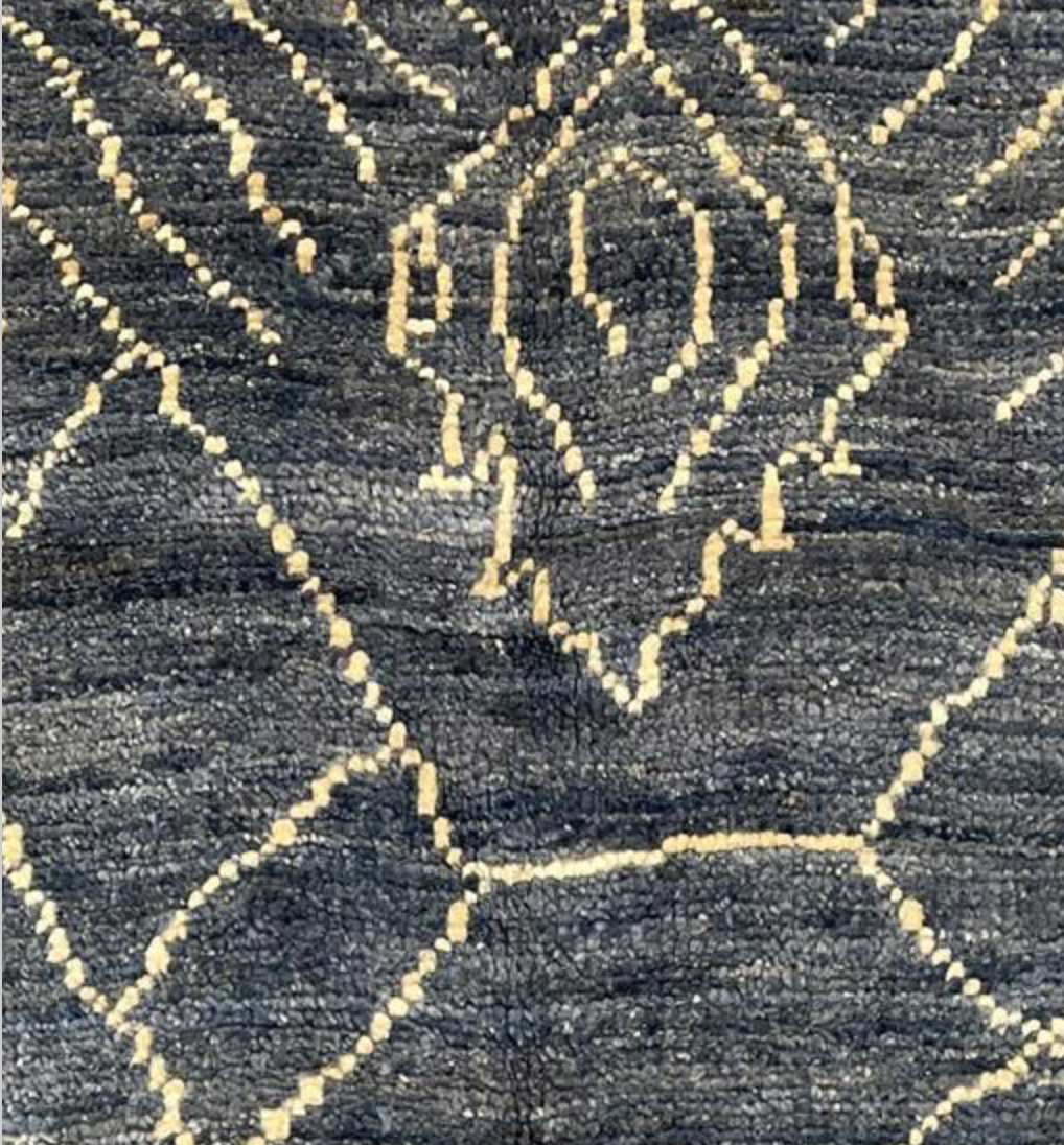 Marrakesh Collection - 4'x6' - 6'x9' & 10'x14' - Blue Moroccan Tribal Style - Hand Knotted Wool Area Rug