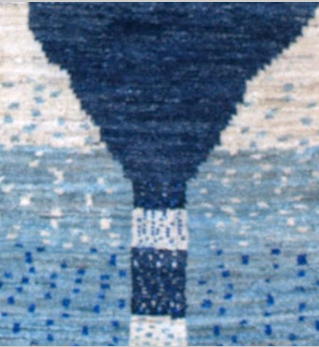 K2 Collection - 7' 10" x 10' 02" - Blue Nomadic Tribal Feathers - Hand Knotted Area Rug