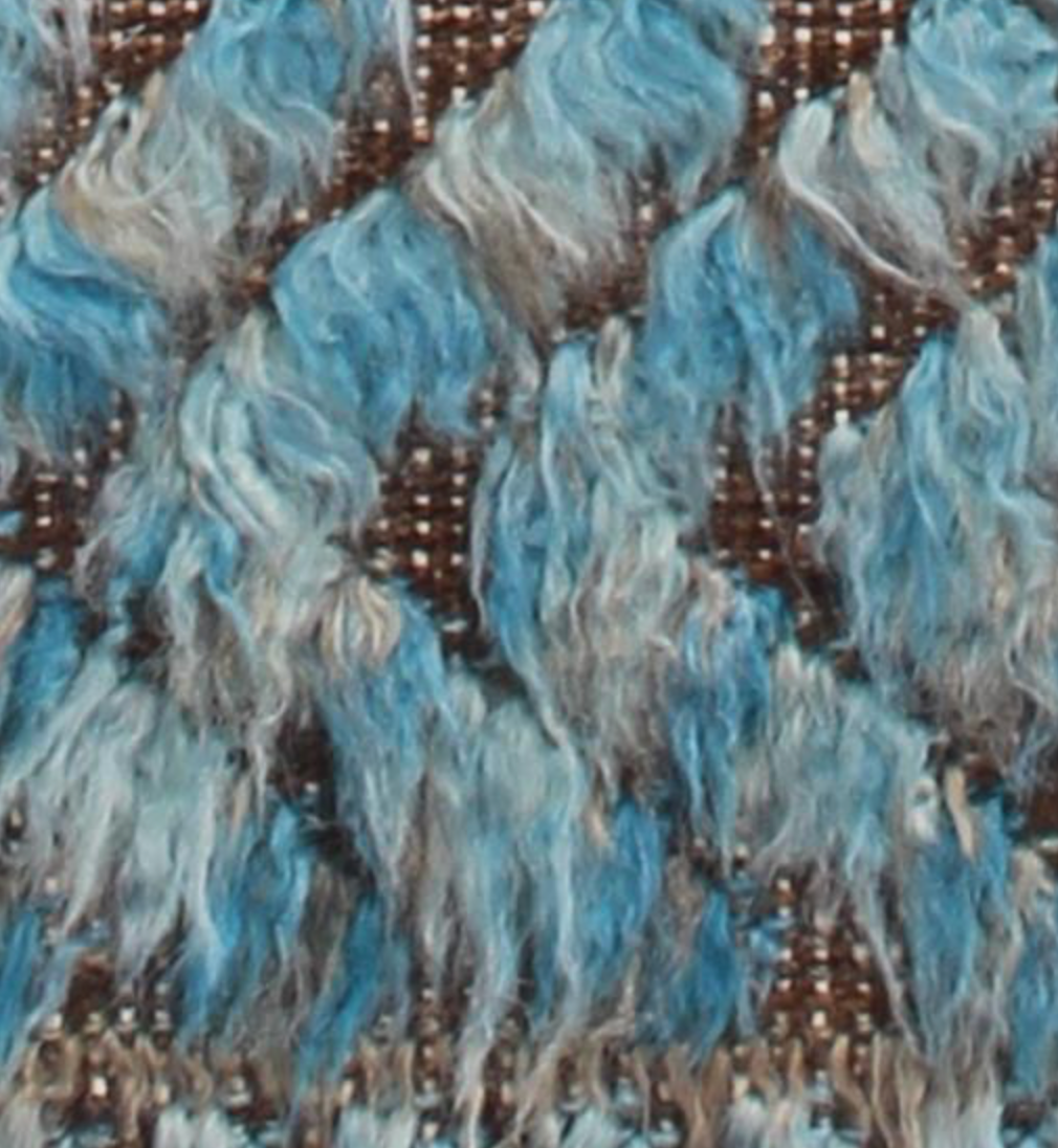 Souf Collection - 2' 02" x 3' 00" Mat - Moroccan Shag Style - Blue Brown Grey - Hand Knotted Wool Mat