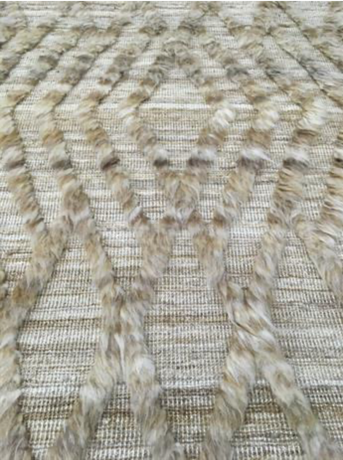 Souf Collection - 2' 01" x 2' 11" (2'x3') Mat - Moroccan Shag Style - Beige & Brown - Hand Knotted Wool Mat