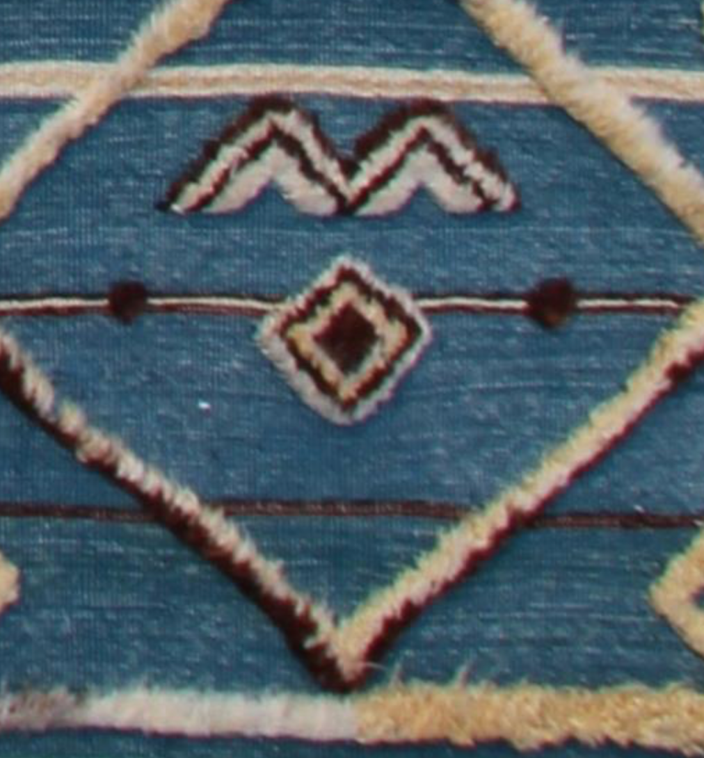 Souf Collection - 2'x3' - 4'x6' - 10'x14'  - Moroccan Shag Style - Blue Brown & Ivory - Hand Knotted Wool Area Rug & Mat