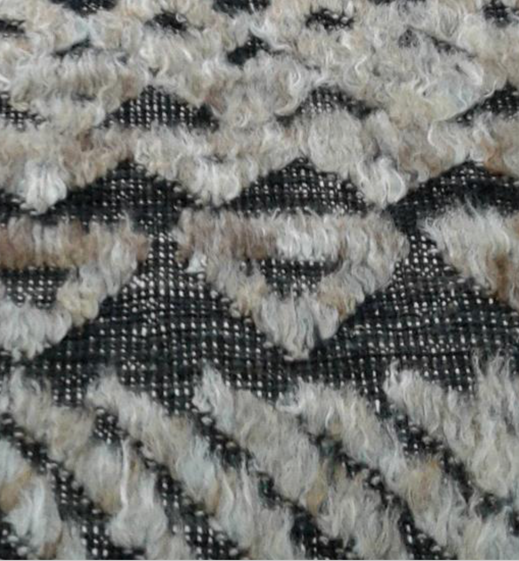 Souf Collection - 9' 00" x 11' 11"  - Moroccan Shag Style - Black Beige - Hand Knotted Wool Area Rug