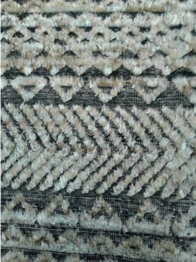Souf Collection - 9' 00" x 11' 11"  - Moroccan Shag Style - Black Beige - Hand Knotted Wool Area Rug