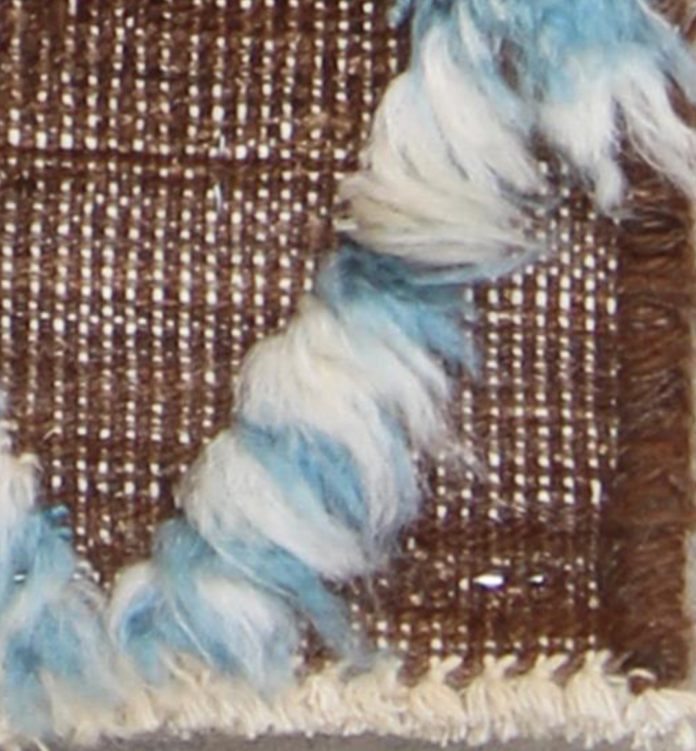 Souf Collection - 2' 02" x 2' 11"  - Moroccan Shag Style - Brown Blue - Hand Knotted Wool Mat