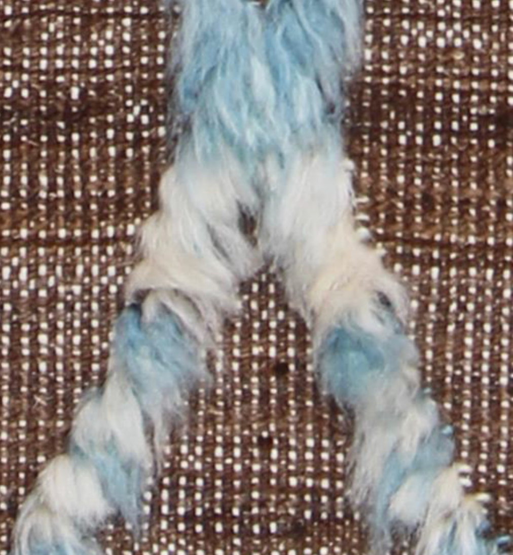 Souf Collection - 2' 02" x 2' 11"  - Moroccan Shag Style - Brown Blue - Hand Knotted Wool Mat
