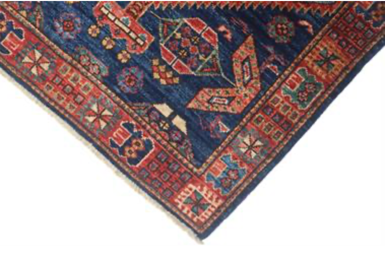 Nomad Collection - 2' 09" x 9' 09" Runner - Navy, Blue, Red Multicolor - Hand Knotted Wool Runner