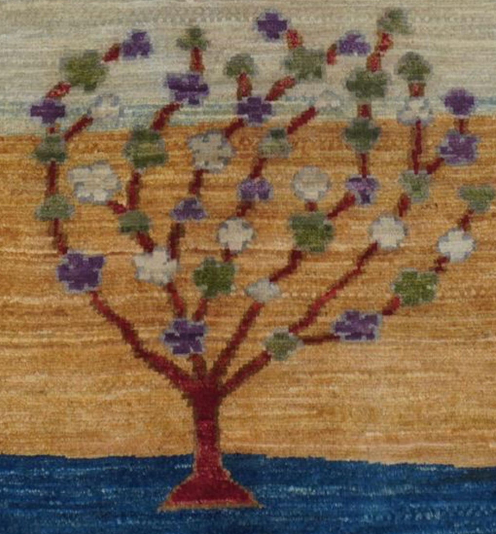 Nomad Collection - Gabbeh - 9' 08" x 13' 04" - Beige Grey Brown Blue Landscape Scene - Hand Knotted Area Rug