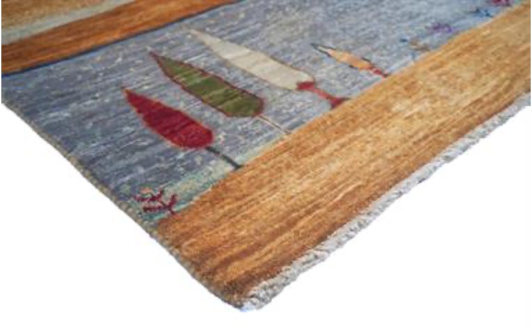 Nomad Collection - Gabbeh - 9' 08" x 13' 04" - Beige Grey Brown Blue Landscape Scene - Hand Knotted Area Rug