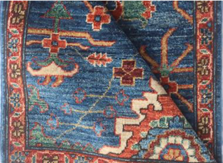 Nomad Collection - 2' 07" x 9' 09" Tribal Runner - Dark Blue & Red - Hand Knotted Wool Runner