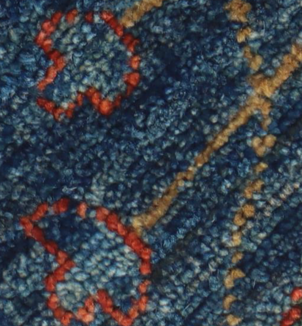 Nomad Collection - 2' 07" x 9' 09" Tribal Runner - Dark Blue & Red - Hand Knotted Wool Runner