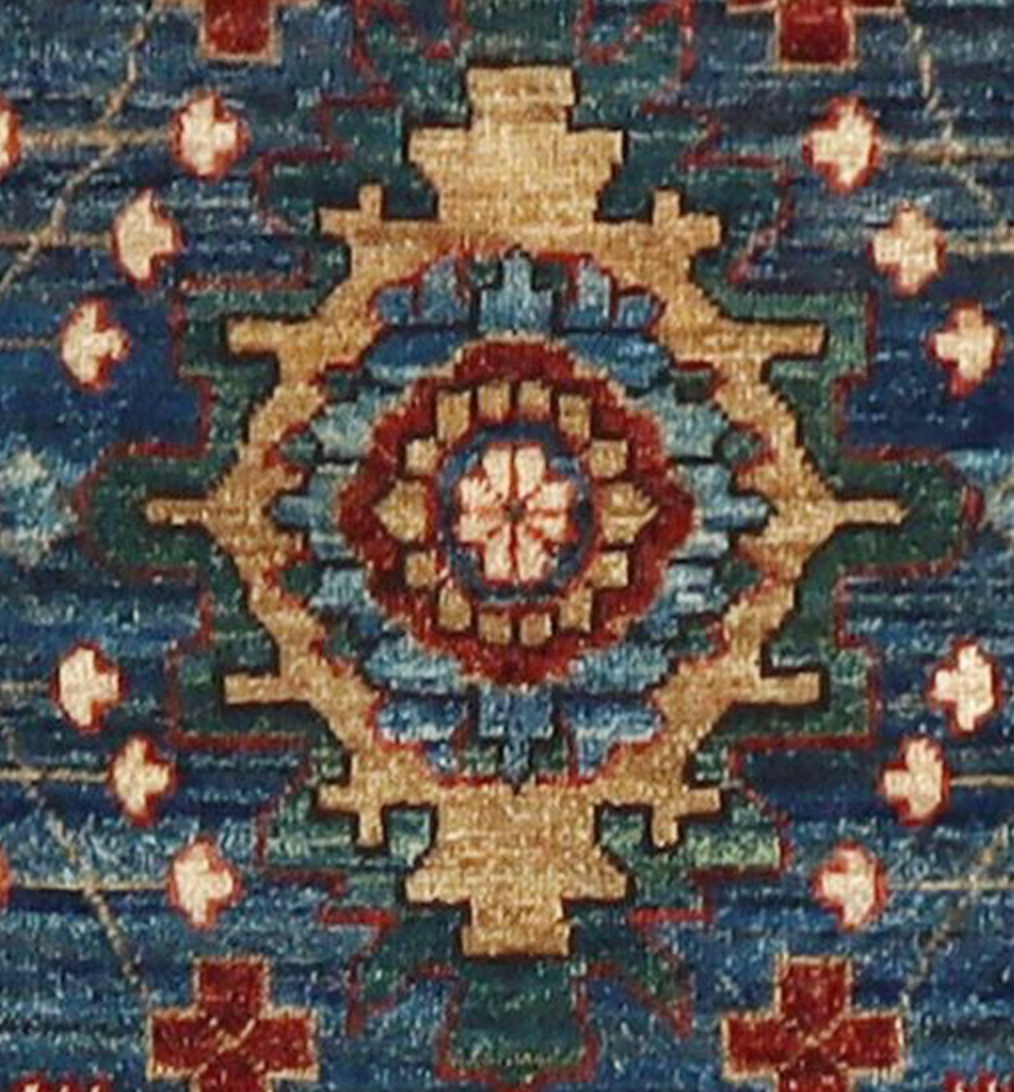 Nomad Collection - 2' 07" x 9' 09" Tribal Runner - Dark Blue & Red - Hand Knotted Wool Runner