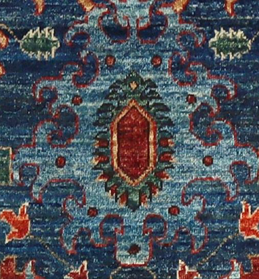 Nomad Collection - 2' 07" x 9' 09" Tribal Runner - Dark Blue & Red - Hand Knotted Wool Runner
