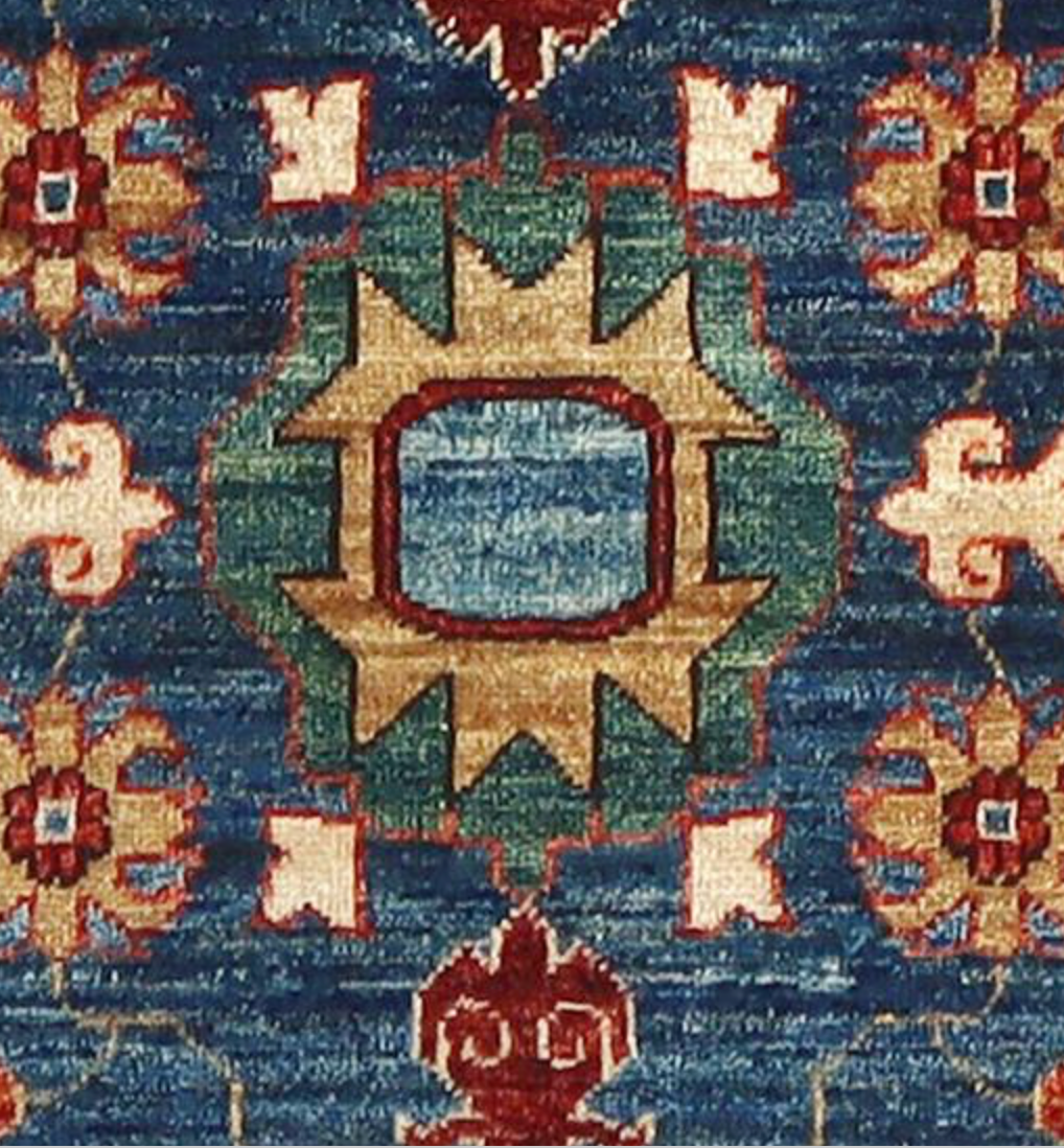 Nomad Collection - 2' 07" x 9' 09" Tribal Runner - Dark Blue & Red - Hand Knotted Wool Runner