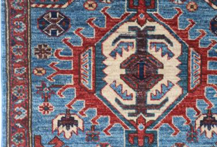 Nomad Collection - 2' 07" x 14' 09" Tribal Runner - Blue & Red - Hand Knotted Wool Runner