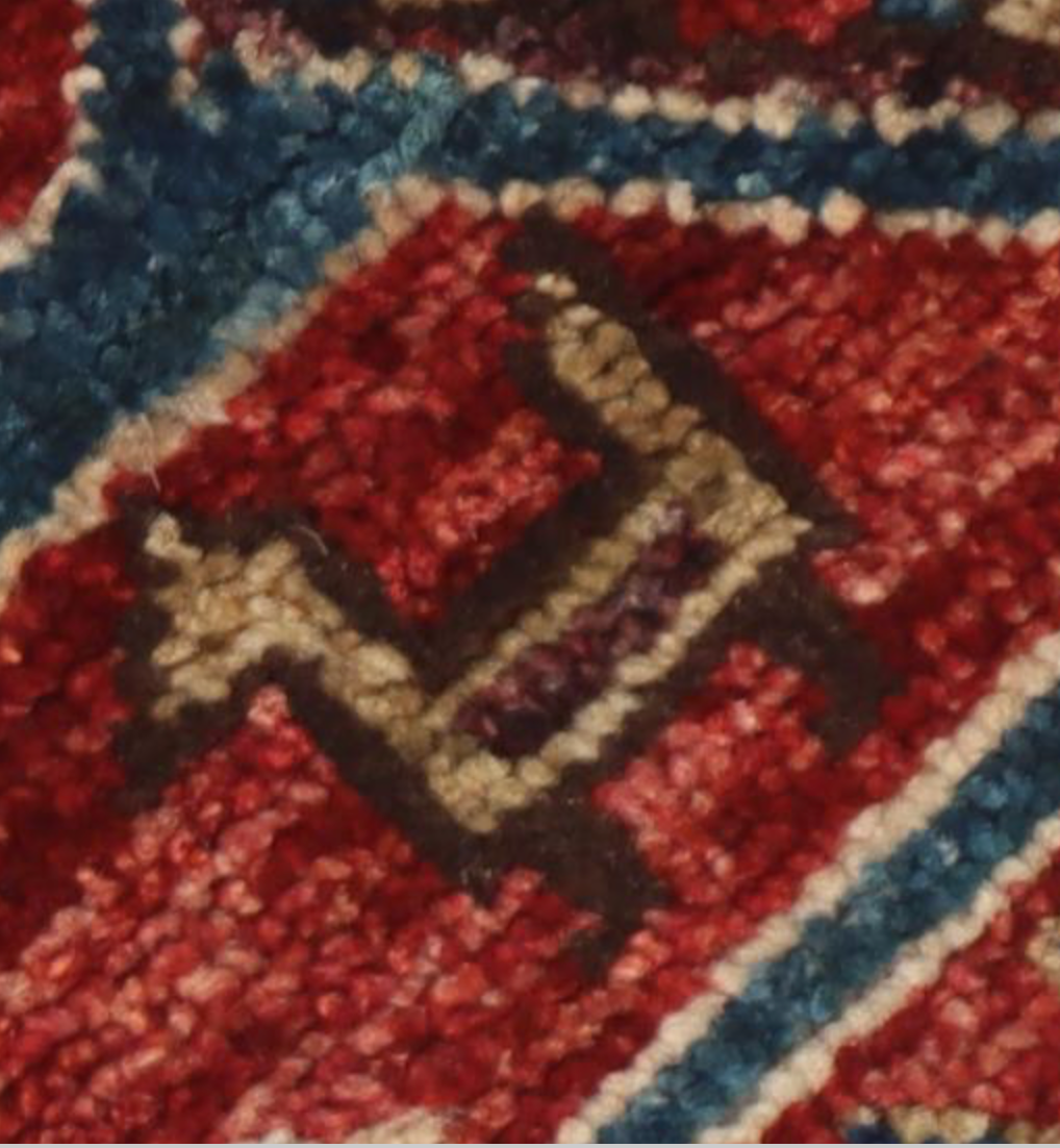 Nomad Collection - 2' 07" x 14' 09" Tribal Runner - Blue & Red - Hand Knotted Wool Runner
