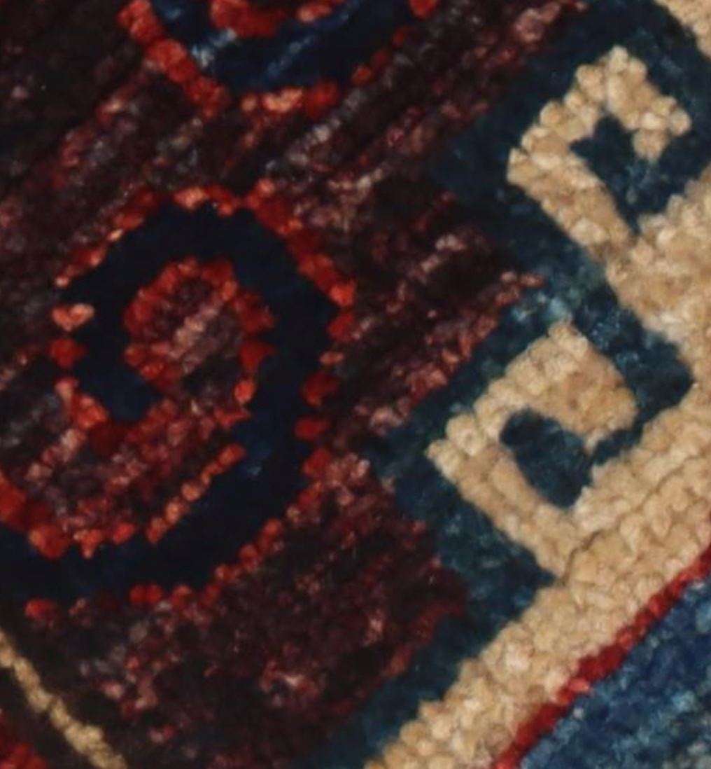 Nomad Collection - 2' 07" x 14' 09" Tribal Runner - Blue & Red - Hand Knotted Wool Runner