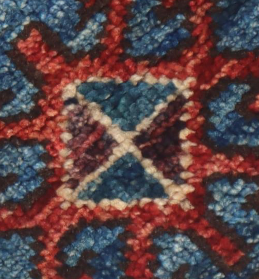 Nomad Collection - 2' 07" x 14' 09" Tribal Runner - Blue & Red - Hand Knotted Wool Runner