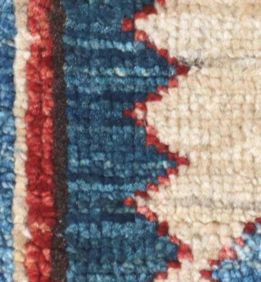 Nomad Collection - 2' 07" x 14' 09" Tribal Runner - Blue & Red - Hand Knotted Wool Runner
