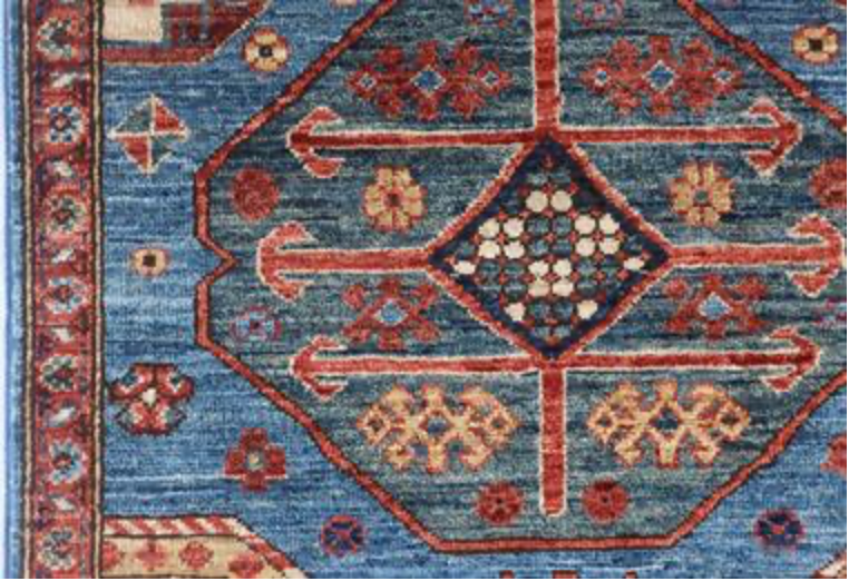 Nomad Collection - 2' 07" x 17' 11" Tribal Runner - Blue & Red - Hand Knotted Wool Runner