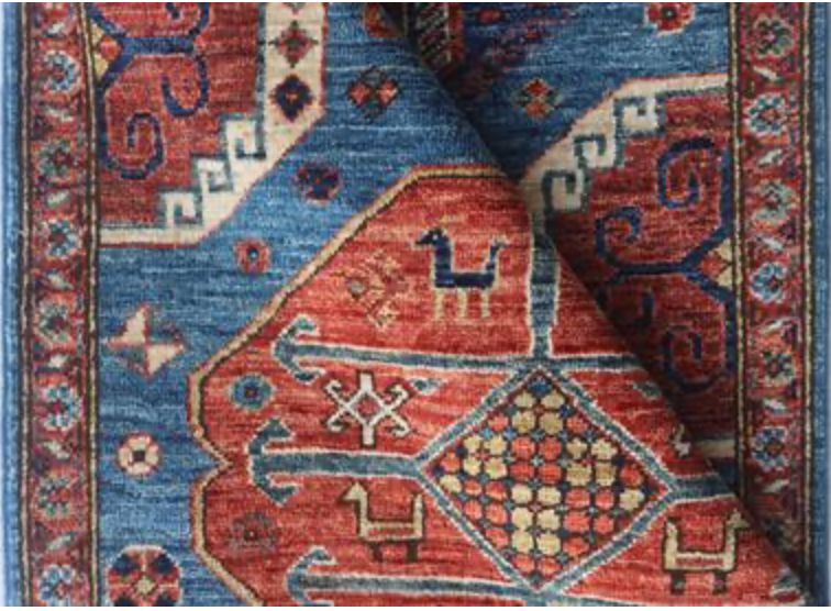 Nomad Collection - 2' 07" x 17' 11" Tribal Runner - Blue & Red - Hand Knotted Wool Runner