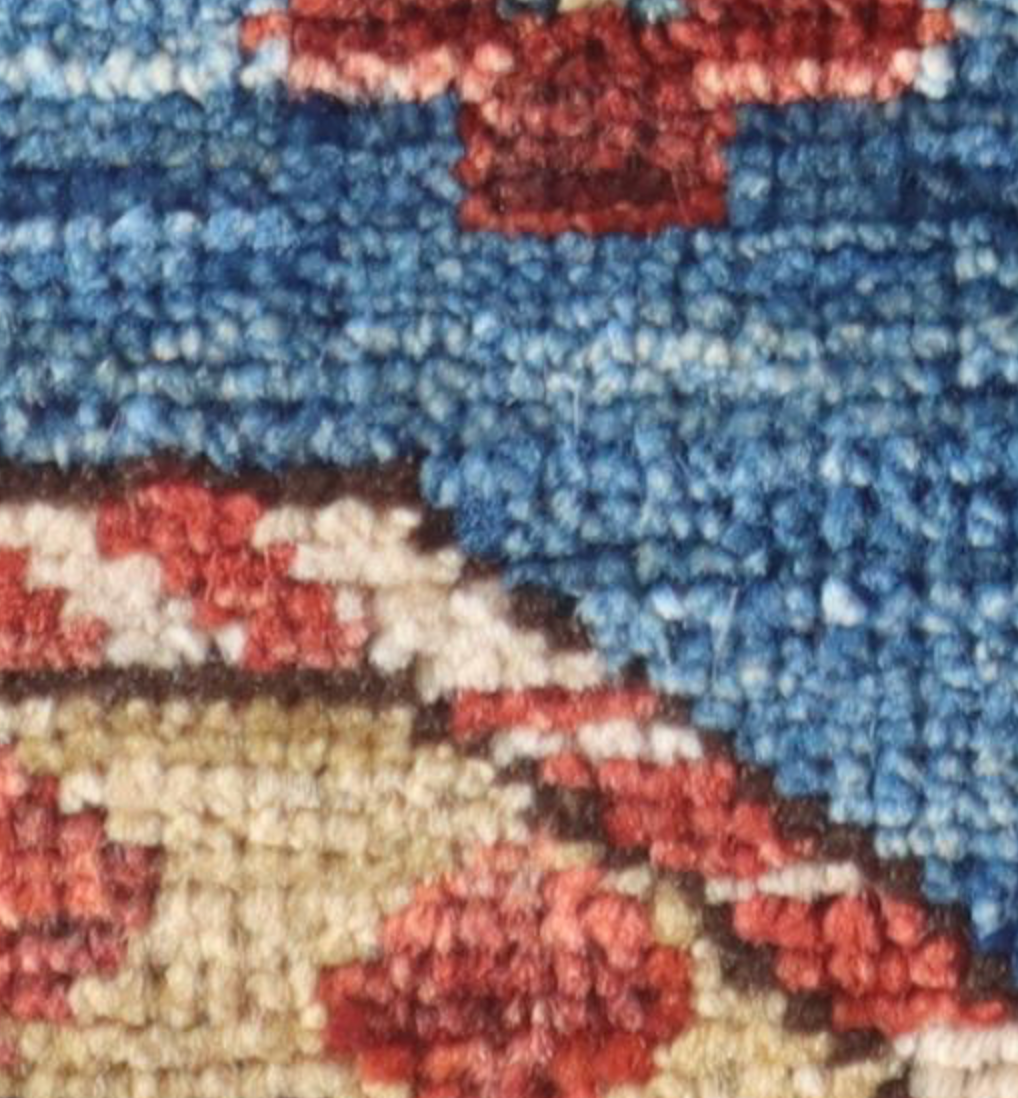 Nomad Collection - 2' 07" x 17' 11" Tribal Runner - Blue & Red - Hand Knotted Wool Runner