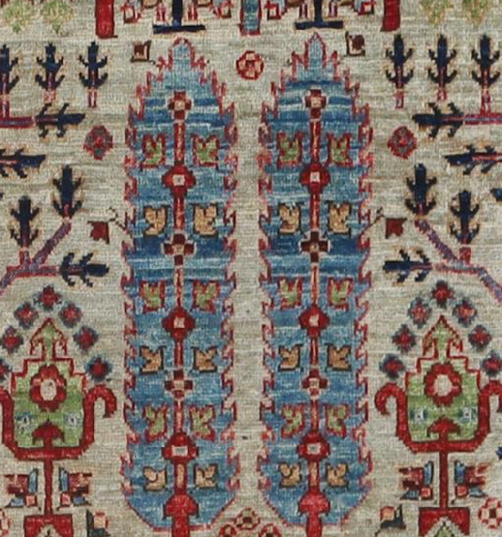 Nomad Collection - 2' 09" x 12' 00" Tribal Runner - Grey Multicolor - Hand Knotted Wool Runner