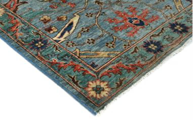 Nomad Collection - 3' 00" x 21' 10" Tribal Runner - Blue & Orange - Hand Knotted Wool Runner