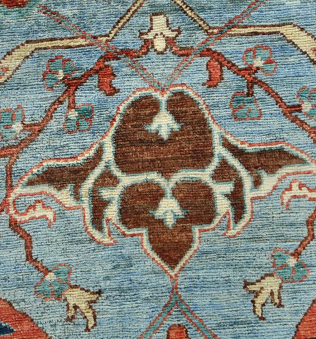 Nomad Collection - 3' 00" x 21' 10" Tribal Runner - Blue & Orange - Hand Knotted Wool Runner