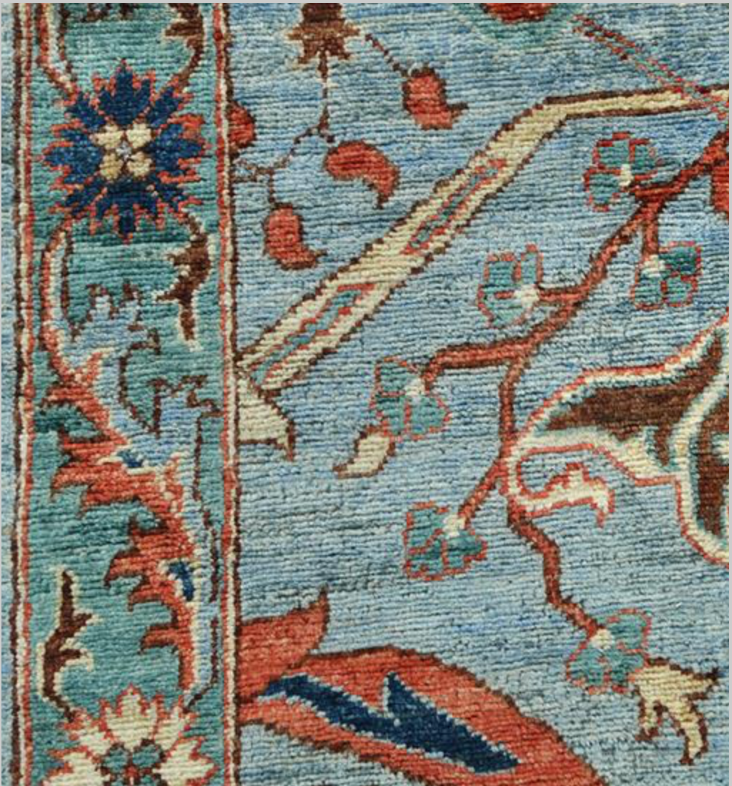 Nomad Collection - 3' 00" x 21' 10" Tribal Runner - Blue & Orange - Hand Knotted Wool Runner
