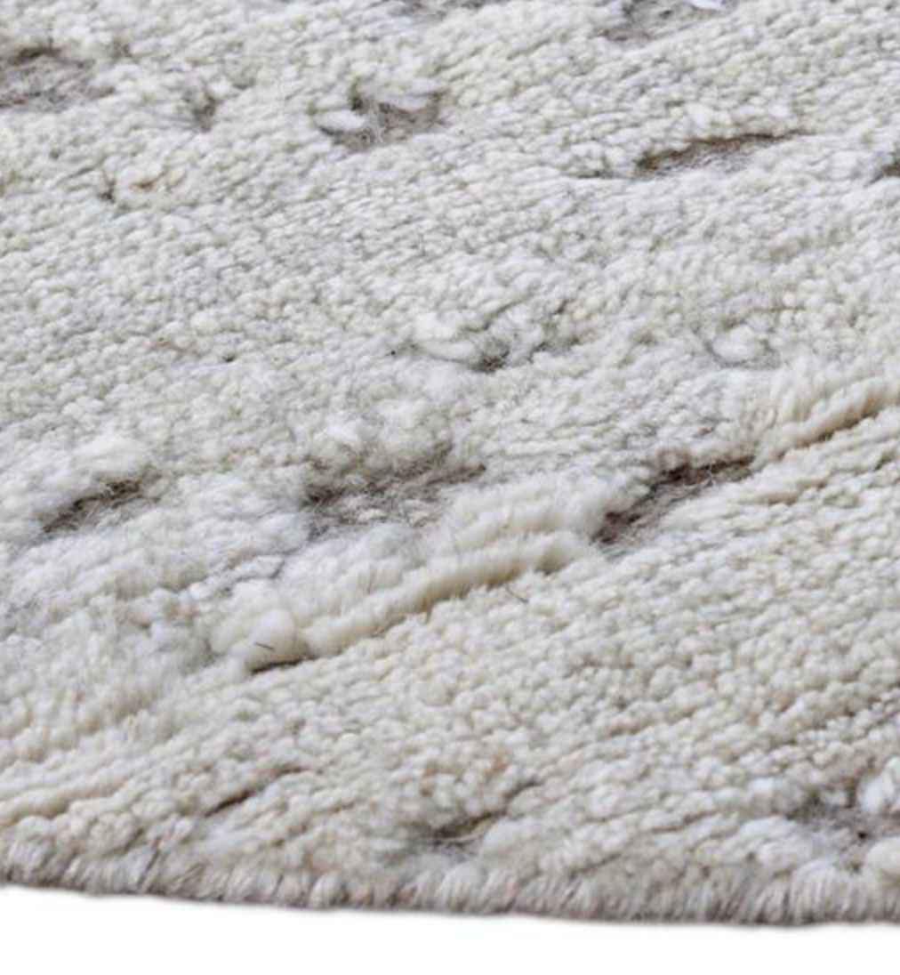 Atlas Collection - 8'x8' Round Rug & 8'x10' Area Rug - Ivory & Beige Wool Modern Contemporary Rug - Hand Knotted Area Rug