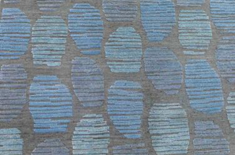 Atlas Collection - 2x3 Mats - 9'x12' & 10'x14' Area Rug - Grey & Blue Wool Modern Contemporary Rug - Hand Knotted Area Rug