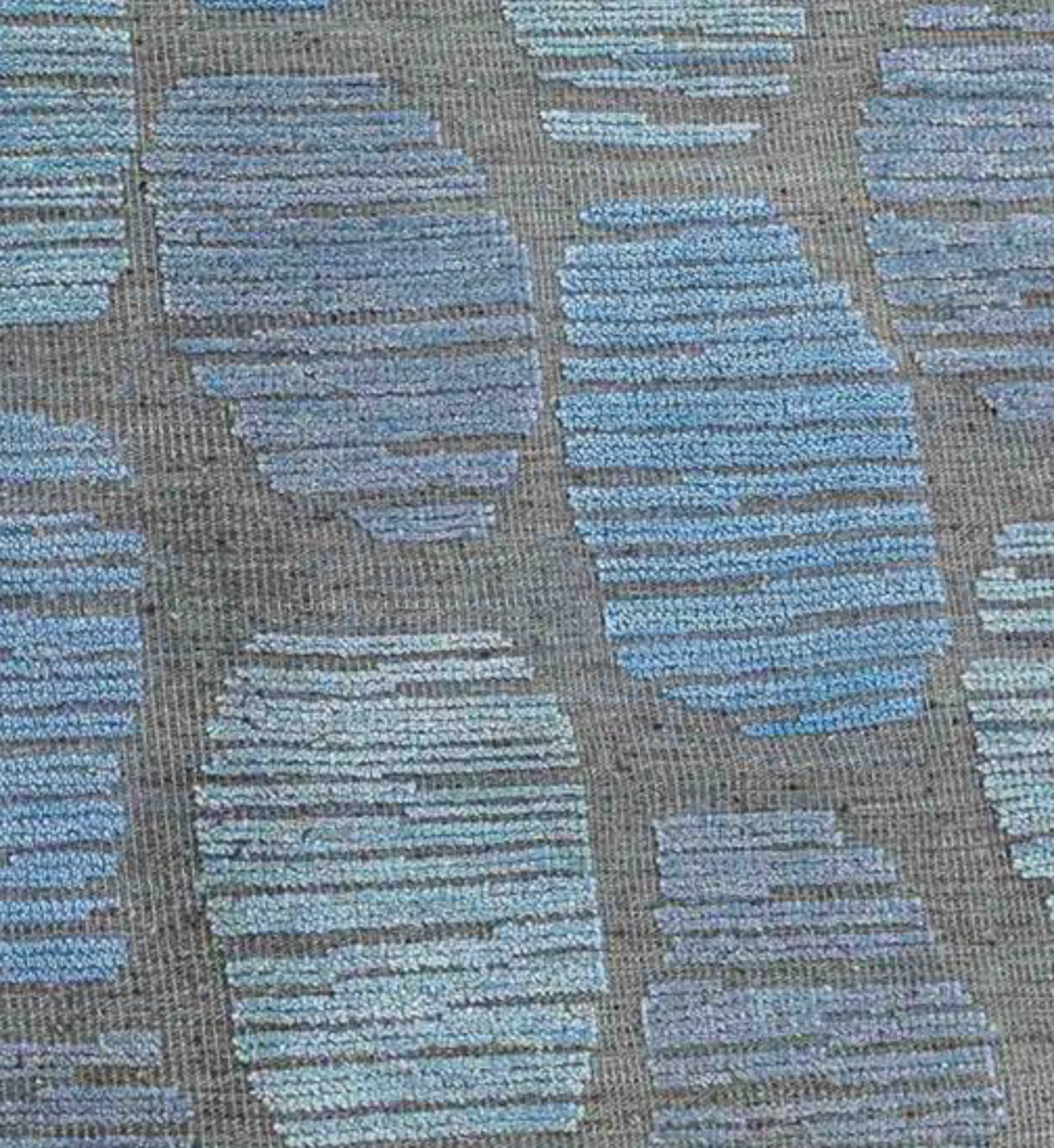 Atlas Collection - 2x3 Mats - 9'x12' & 10'x14' Area Rug - Grey & Blue Wool Modern Contemporary Rug - Hand Knotted Area Rug