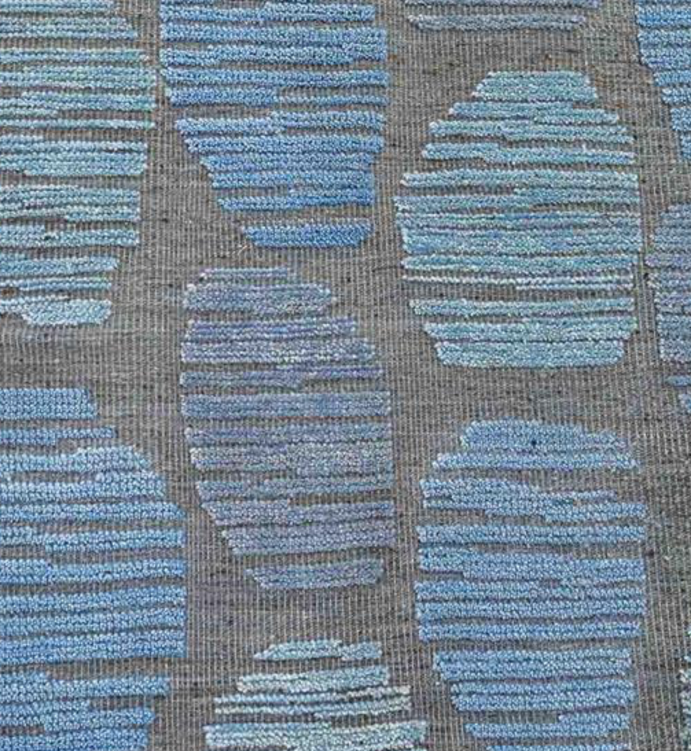 Atlas Collection - 2x3 Mats - 9'x12' & 10'x14' Area Rug - Grey & Blue Wool Modern Contemporary Rug - Hand Knotted Area Rug