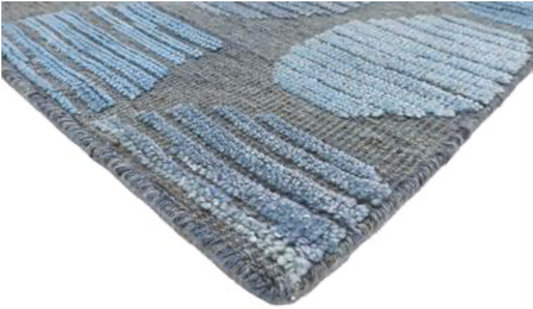 Atlas Collection - 2x3 Mats - 9'x12' & 10'x14' Area Rug - Grey & Blue Wool Modern Contemporary Rug - Hand Knotted Area Rug