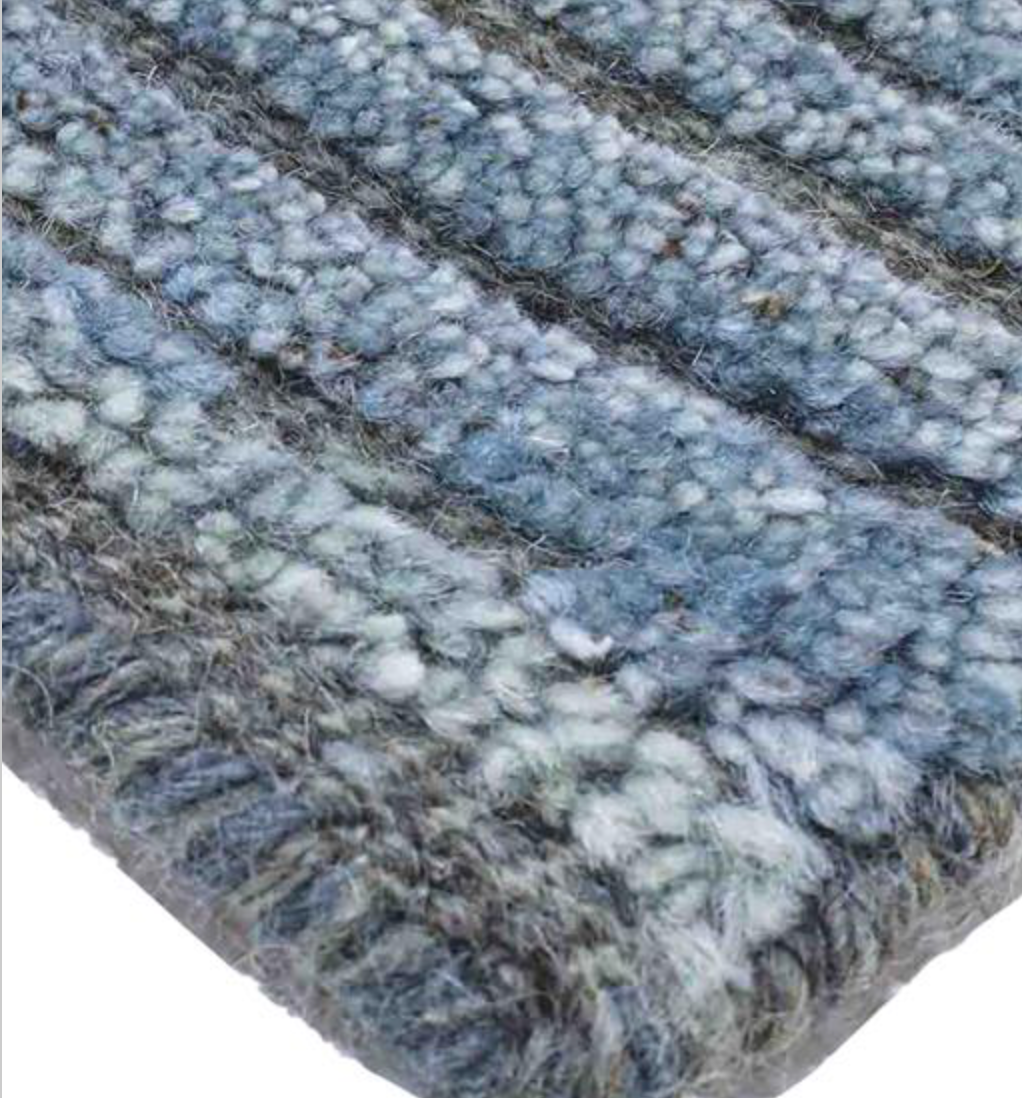 Atlas Collection - 2x3 Mats - 9'x12' & 10'x14' Area Rug - Grey & Blue Wool Modern Contemporary Rug - Hand Knotted Area Rug