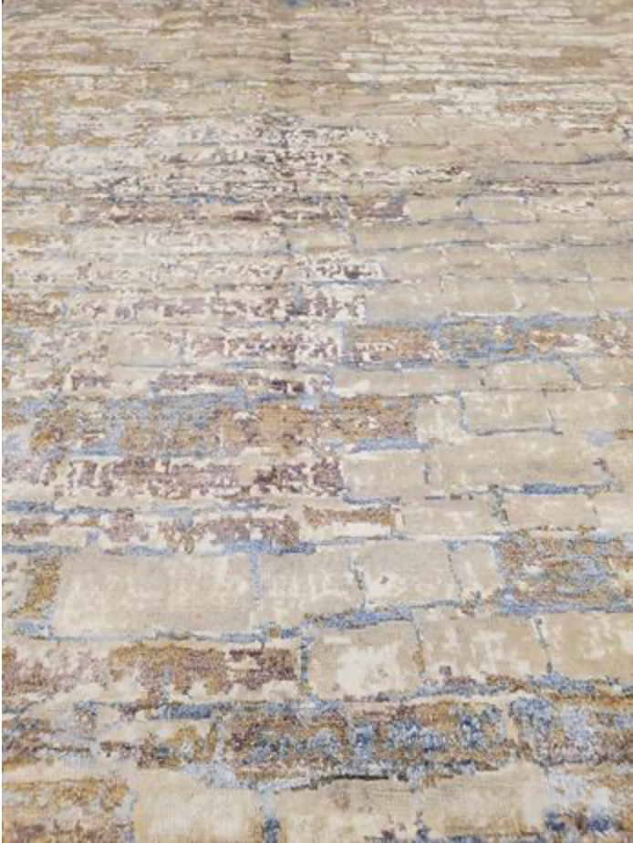 Indigo Collection - 5' 05" x 7' 10" Wool & Silk Grey Beige Blue Area Rug - Modern Contemporary - Hand Knotted Area Rug