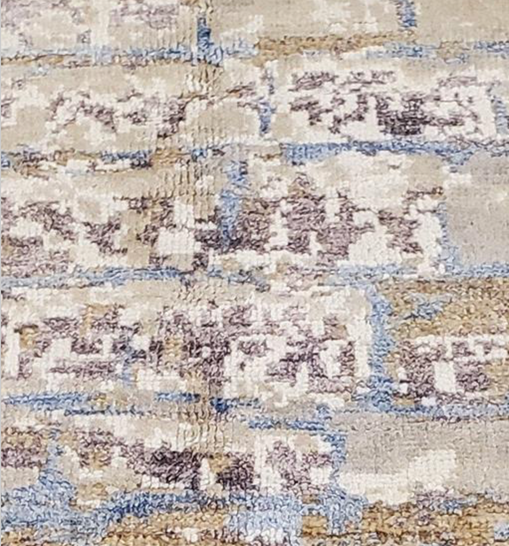 Indigo Collection - 5' 05" x 7' 10" Wool & Silk Grey Beige Blue Area Rug - Modern Contemporary - Hand Knotted Area Rug