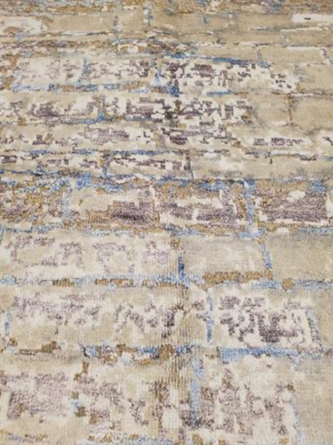 Indigo Collection - 5' 05" x 7' 10" Wool & Silk Grey Beige Blue Area Rug - Modern Contemporary - Hand Knotted Area Rug