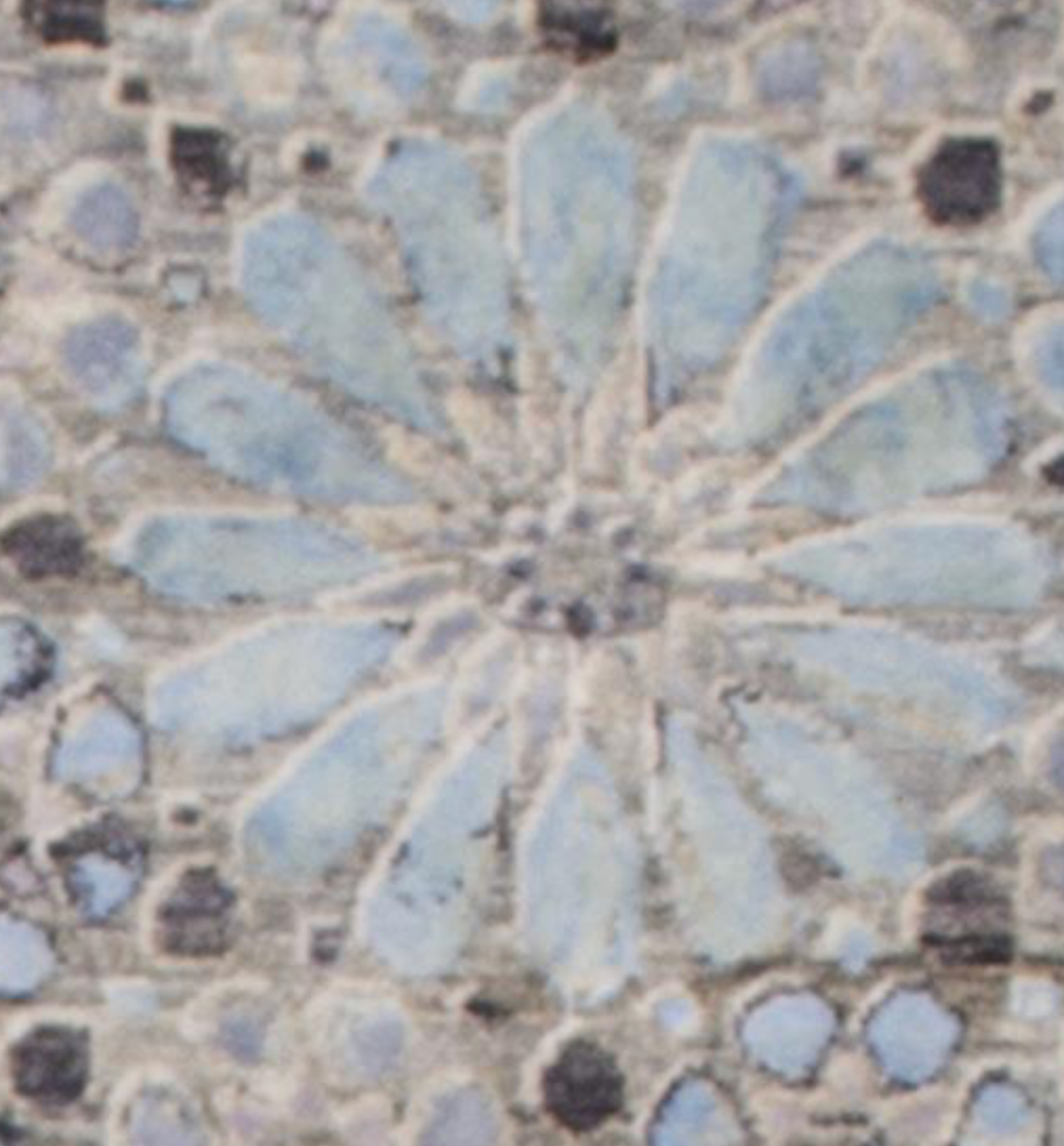 Indigo Collection - 7' 11" x 9' 09" Wool Flower Grey Brown Light Blue Area Rug - Modern Contemporary - Hand Knotted Area Rug