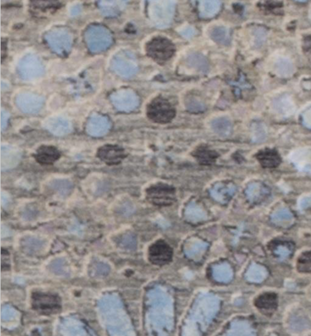 Indigo Collection - 7' 11" x 9' 09" Wool Flower Grey Brown Light Blue Area Rug - Modern Contemporary - Hand Knotted Area Rug